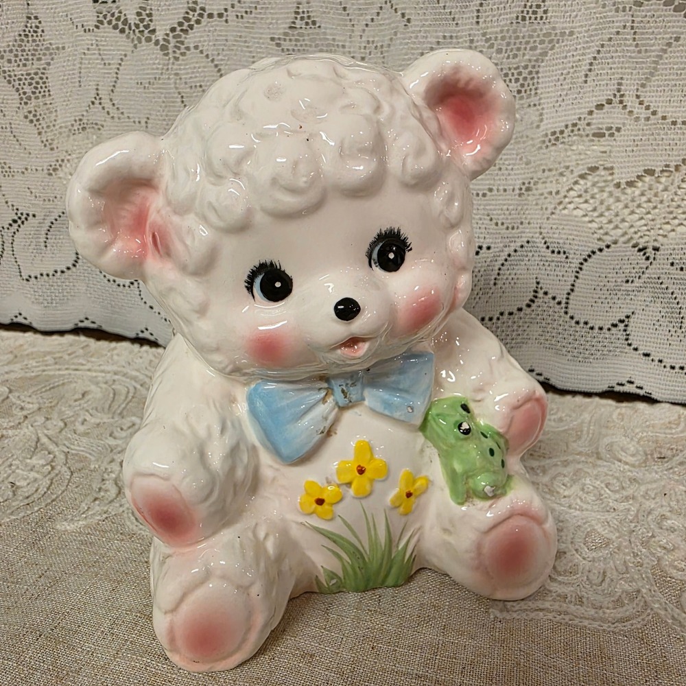 Nursery Decor Inarco Ceramic Lamb Shaped Planter 5.5" E-5370 Japan Kitschy Vtg